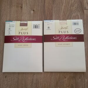 2 Hanes Pantyhose Silk Reflections Control Top Silky Sheer & Opaque One Plus SZ